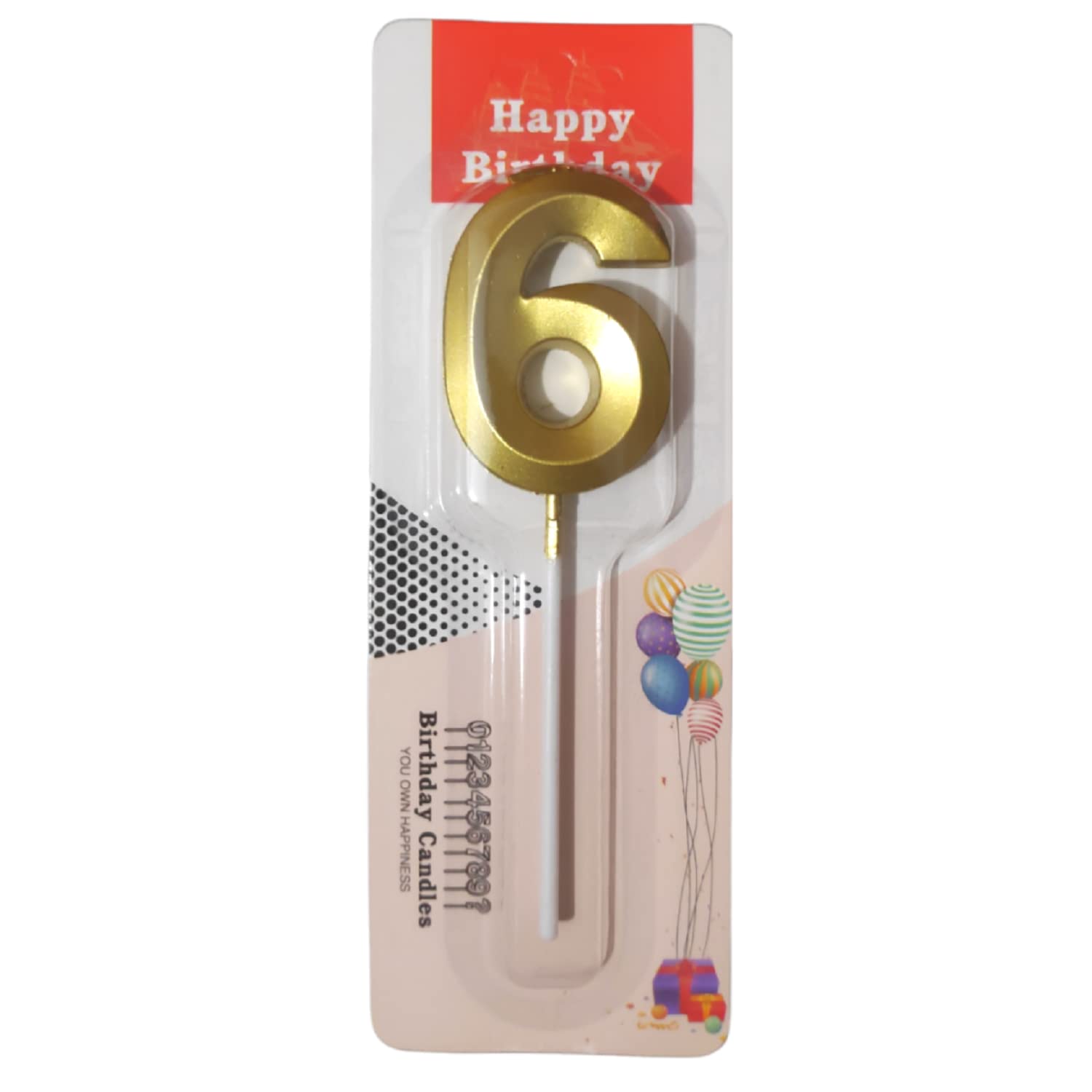 Party Decorz Number 6 Gold Candle | Six Number Candle |Number 6 Metallic Gold Candle for Birthday,Anniversary, Surprise Party Ca